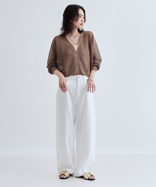 INDIVI GALLEST カーディガン 「再入荷」メッシュジップ