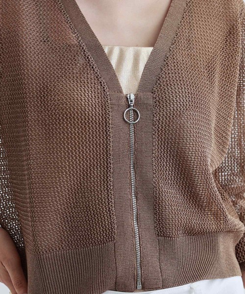 INDIVI GALLEST カーディガン 「再入荷」メッシュジップ