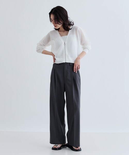 INDIVI GALLEST カーディガン 「再入荷」メッシュジップ