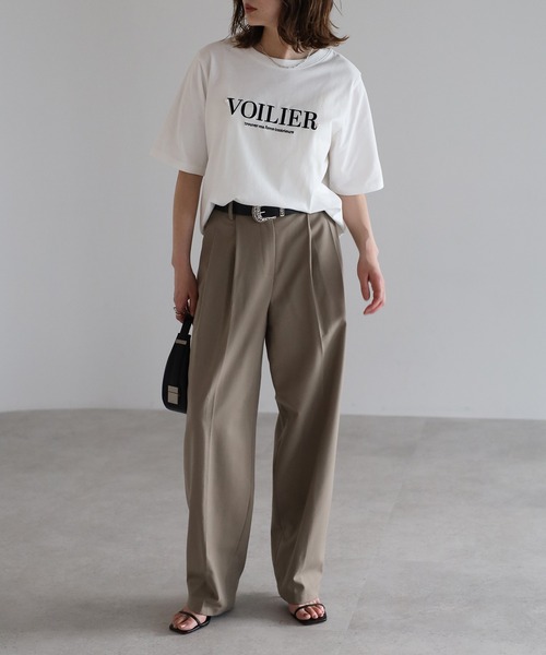 Bonjour Sagan tシャツ パール付きロゴ半袖Tシャツ レディース