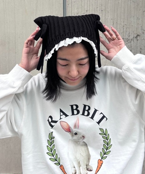 キャンディストリッパー　ウサ耳　ビーニー　ニットキャップ　チェック Candy Stripper（キャンディストリッパー）の「CABLE BUNNY EAR