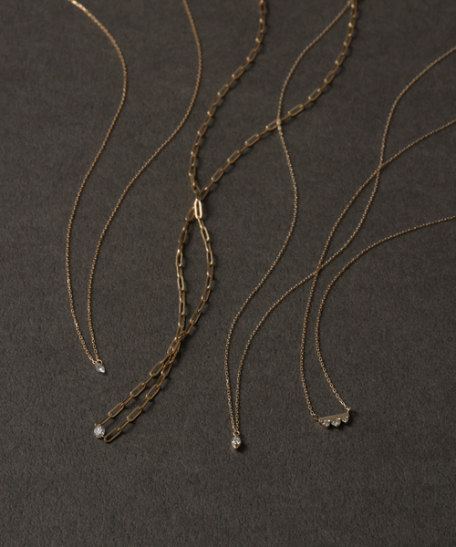 Lilas ネックレス ダブルホールダイヤクリップチェーンネックレス0.08