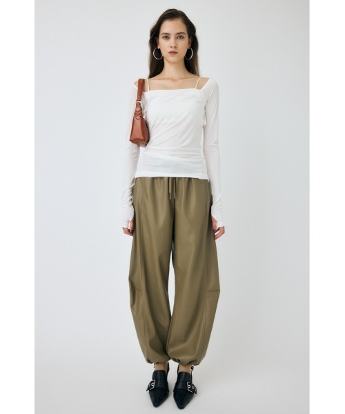 MOUSSY tシャツ 「25年AW新作」SQUARE NECK GATHER トップス
