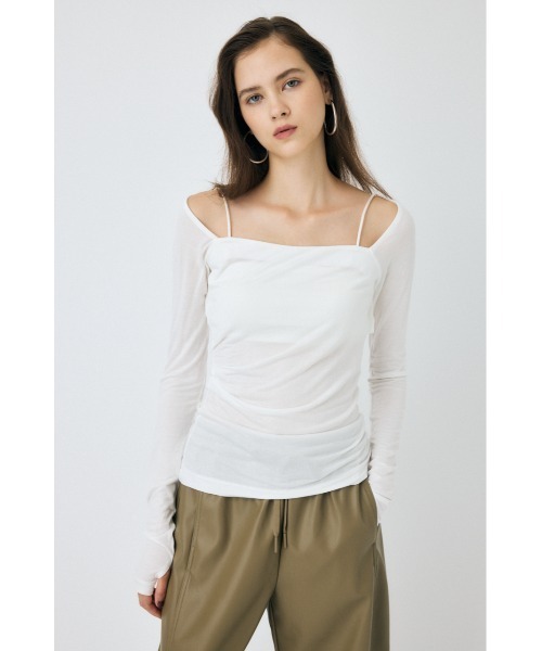 MOUSSY tシャツ 「25年AW新作」SQUARE NECK GATHER トップス
