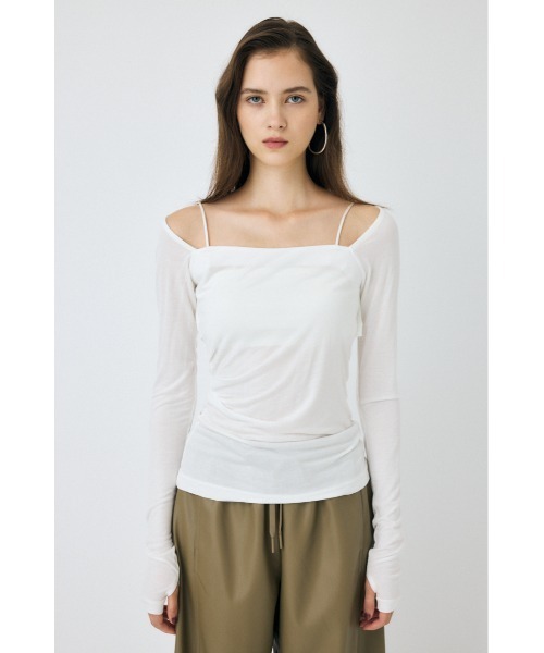 MOUSSY tシャツ 「25年AW新作」SQUARE NECK GATHER トップス