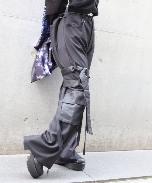 REZEN カーゴパンツ REZEN（リゼン） パンツ 和柄JQベルト付カーゴパンツ メンズ