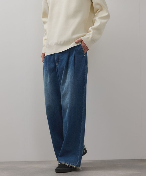 ワイドパンツ ジーンズ Two-Tuck Wide-Leg Denim Pants デニム