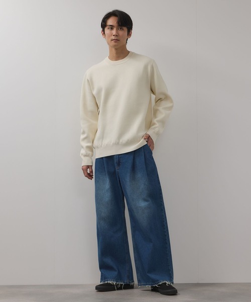 ワイドパンツ ジーンズ デニムツータックワイドパンツ メンズ