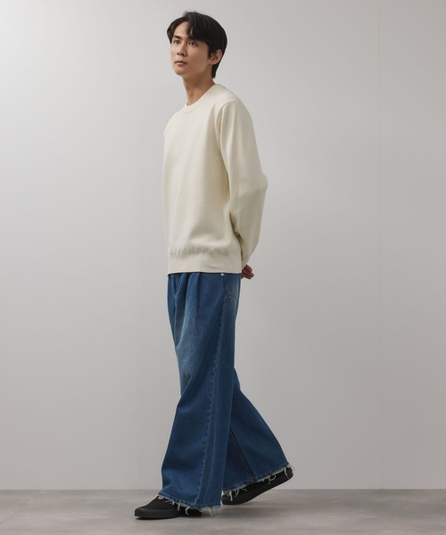 ワイドレッグデニムパンツ ジーンズ Two-Tuck Wide-Leg Denim Pants デニムツータックワイド
