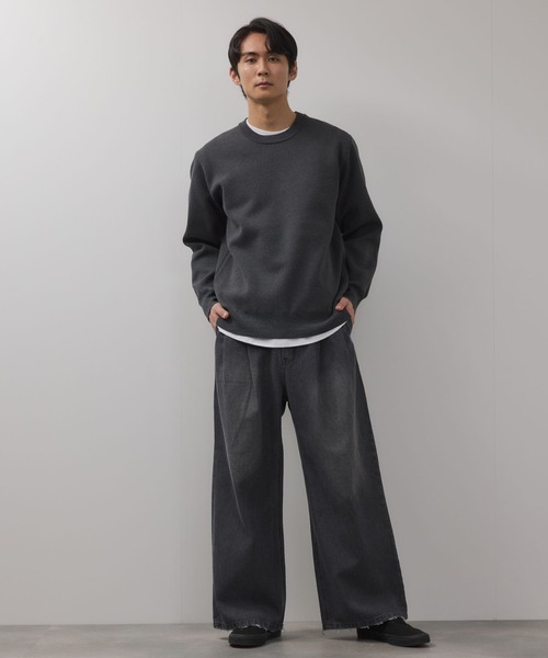 ワイドパンツ ジーンズ デニムツータックワイドパンツ メンズ