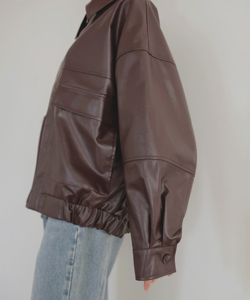 LIAN（リアン） ブルゾン アウター フェイクレザーミドルブルゾン