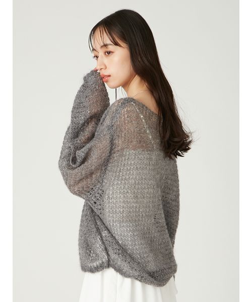 FRAY I.D - フレイアイディー 23SS バックリボンモヘヤプルオーバー ニット セーター FRAY I.D - モヘアニットプルオーバー(グレー ) モヘア