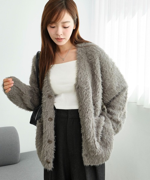 BROWNY カーディガン BROWNY/フェザーニットカーディガン メンズ