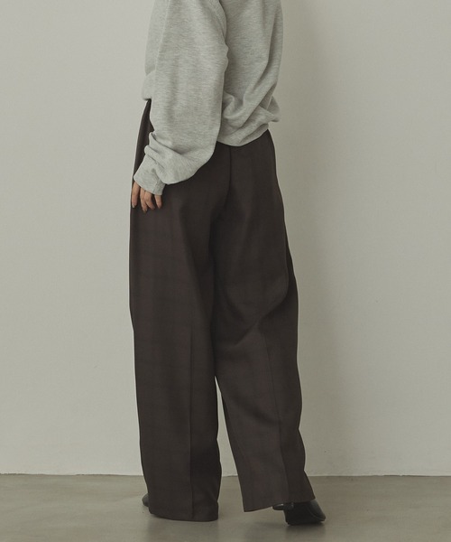 hunch（ハンチ） パンツ ウールライク チェック柄 ストレートパンツ