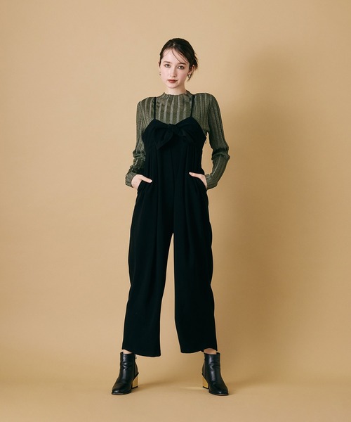 オーディア ミューズ（Audie a Muses）/胸元リボンサロペット Audie a Muses（オーディア ミューズ） サロペット オーバーオール