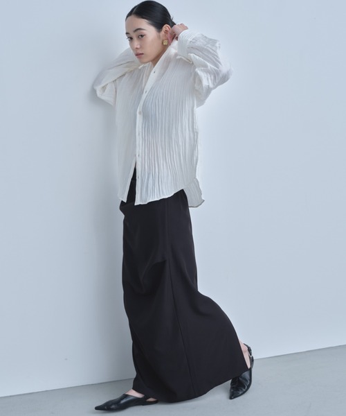 AIC. ブラウス シャツ 2WAYワッシャー加工シャツ/ハイネックトップス