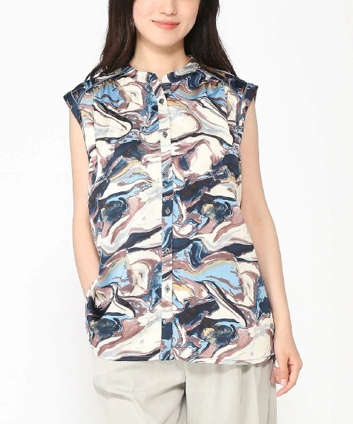「PREFERIR」 ノースリーブブラウス LARGE ネイビー レディース_画像6
