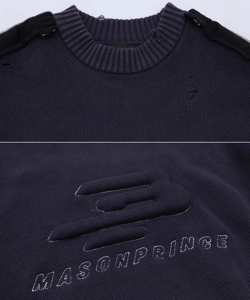 MASONPRINCE セーター ニット オーバーサイズ 3D刺繍 サイドライン 