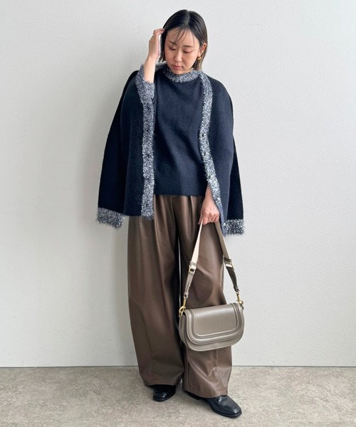 ゆー様レルビエニットチャコール LHELBIE（レルビエ） ニット セーター アンサンブルラメ衿ニット