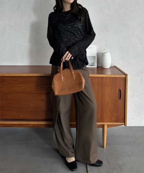 Eclat one tシャツ 「Eclat one」透かし柄 シアー トップス レディース