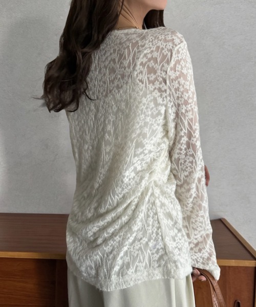 E-clat カットソー Eclat one tシャツ 「Eclat one」透かし柄 シアー トップス レディース