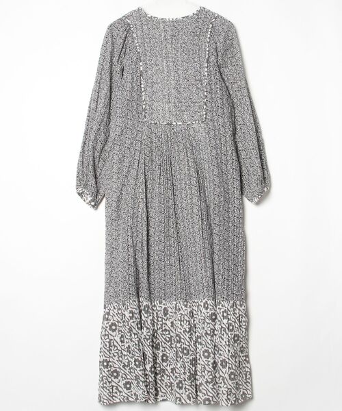 sara mallika サラマリカ 花柄 長袖ロングワンピース チュニック sara mallika（サラ マリカ） 花柄長袖ワンピース - ブラック