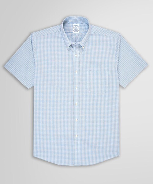 「BROOKS BROTHERS」 半袖シャツ 16.5 ライトブルー メンズ_画像2