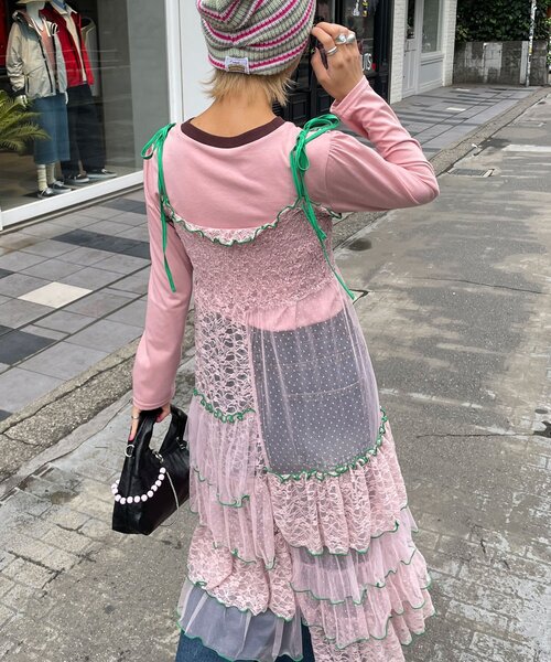 HELLO.SANFRANCISCO レースブロッキングティアードスカート HELLO.SANFRANCISCO（ハローサンフランシスコ） スカート 「HELLO