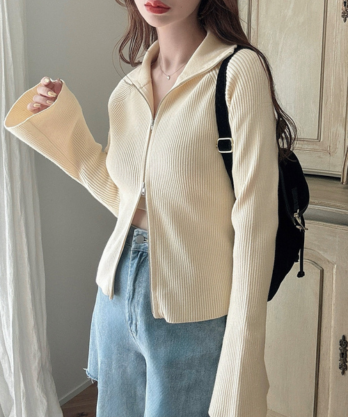 「Meiru」 長袖ニット MEDIUM アイボリー レディース_画像2