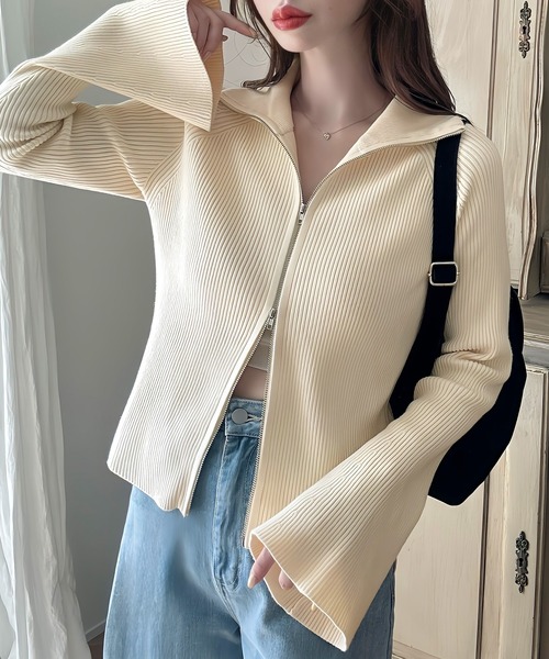 「Meiru」 長袖ニット MEDIUM アイボリー レディース_画像3