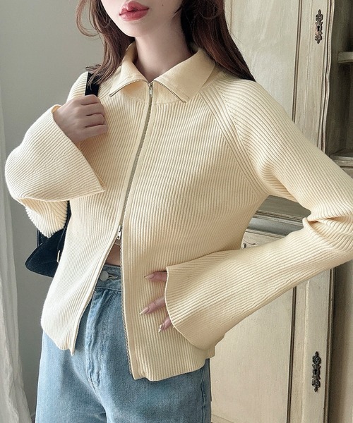 「Meiru」 長袖ニット MEDIUM アイボリー レディース_画像4