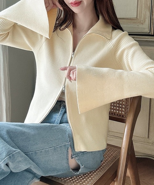 「Meiru」 長袖ニット MEDIUM アイボリー レディース_画像6