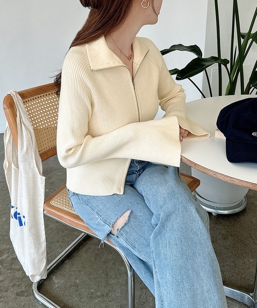 「Meiru」 長袖ニット MEDIUM アイボリー レディース_画像9