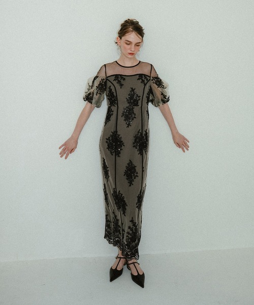 et.UNiVER ドレス Embroidered sheer dress : ZOZOTOWN Yahoo!店