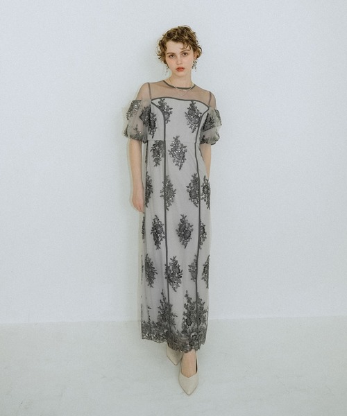et.UNiVER ドレス Embroidered sheer dress : ZOZOTOWN Yahoo!店