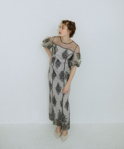et.UNiVER ドレス Embroidered sheer dress : ZOZOTOWN Yahoo!店