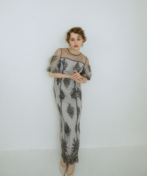 et.UNiVER ドレス Embroidered sheer dress : ZOZOTOWN Yahoo!店
