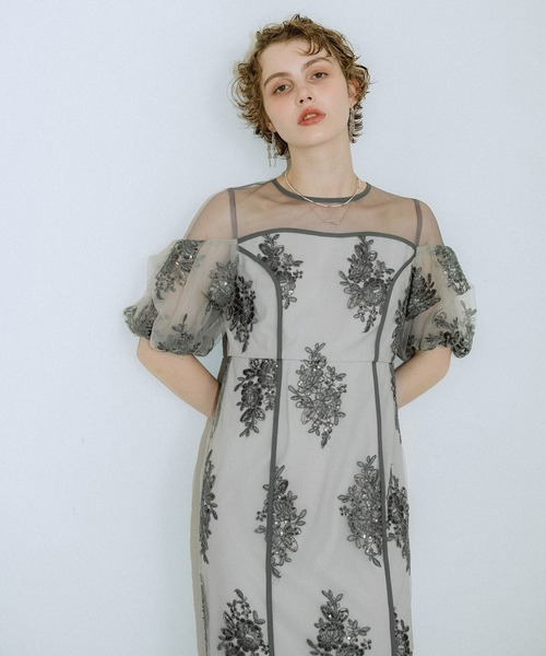 et.UNiVER ドレス Embroidered sheer dress : ZOZOTOWN Yahoo!店