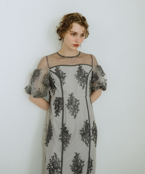 et.UNiVER ドレス Embroidered sheer dress : ZOZOTOWN Yahoo!店