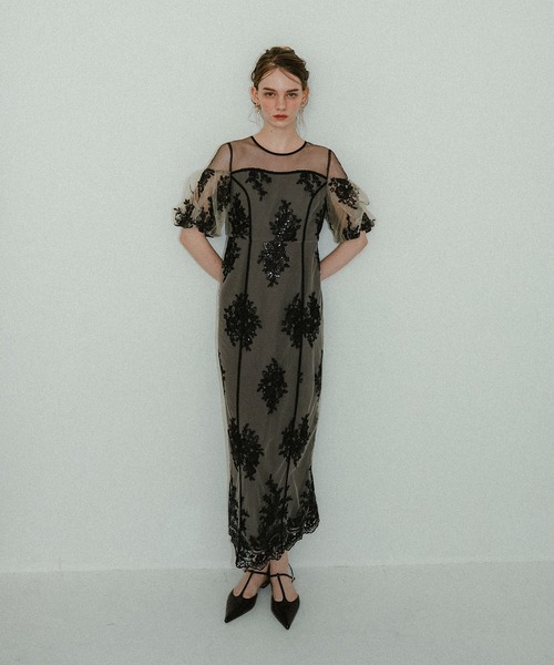 et.UNiVER ドレス Embroidered sheer dress : ZOZOTOWN Yahoo!店