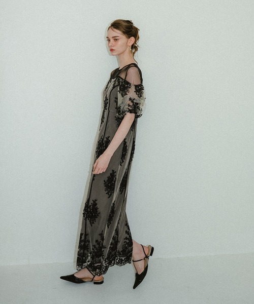et.UNiVER ドレス Embroidered sheer dress : ZOZOTOWN Yahoo!店