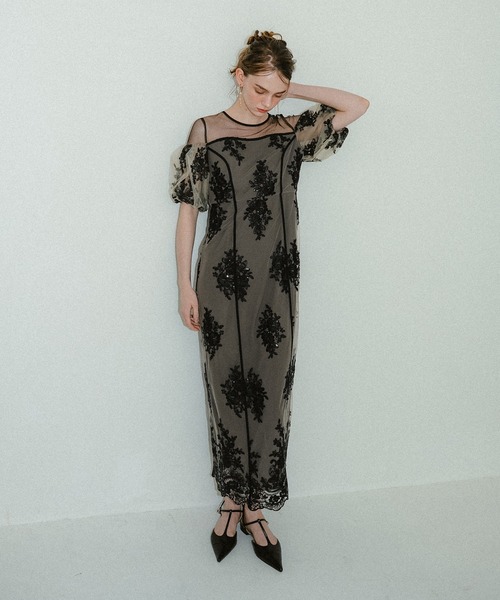 et.UNiVER ドレス Embroidered sheer dress : ZOZOTOWN Yahoo!店