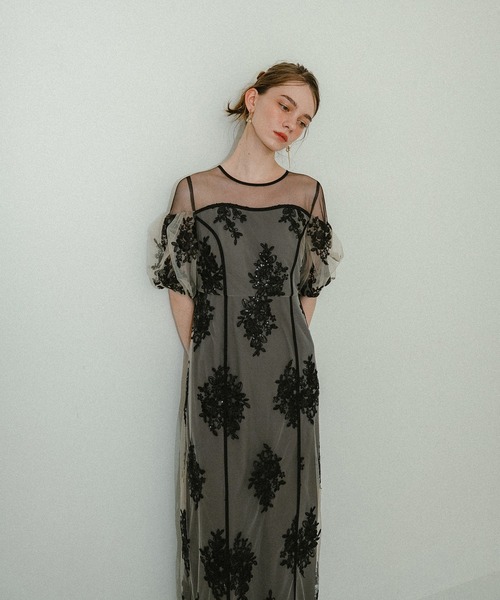 et.UNiVER ドレス Embroidered sheer dress : ZOZOTOWN Yahoo!店