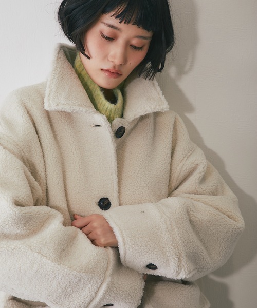 ムートンコート ボアコート フェイクムートンビックポケットジャケット