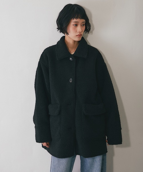 ムートンコート ボアコート フェイクムートンビックポケットジャケット