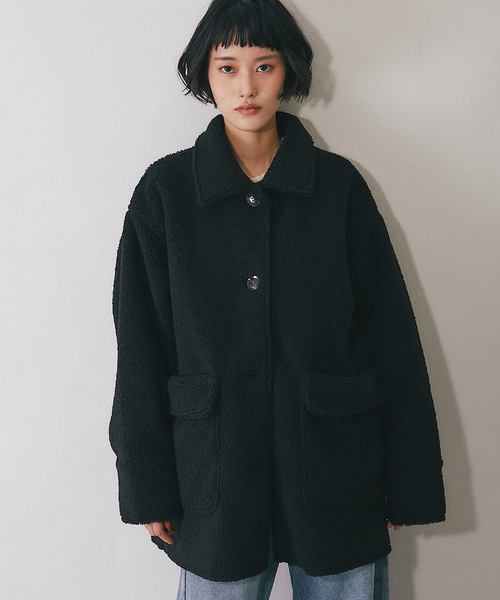 ムートンコート ボアコート フェイクムートンビックポケットジャケット