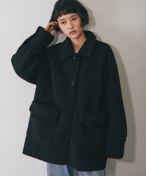 ムートンコート ボアコート フェイクムートンビックポケットジャケット