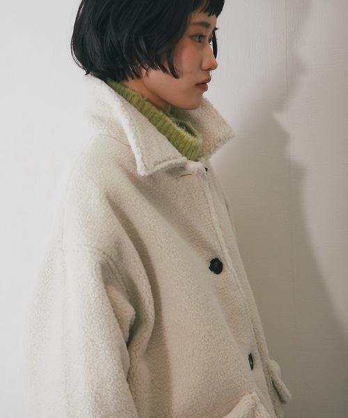 ムートンコート ボアコート フェイクムートンビックポケットジャケット