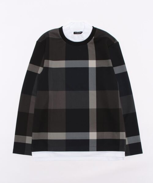 A7255 ブラックレーベルクレストブリッジ 長袖シャツ 綿 コットン 黒 M ウェーブシャドークレストブリッジチェックシャツ（カジュアルシャツ