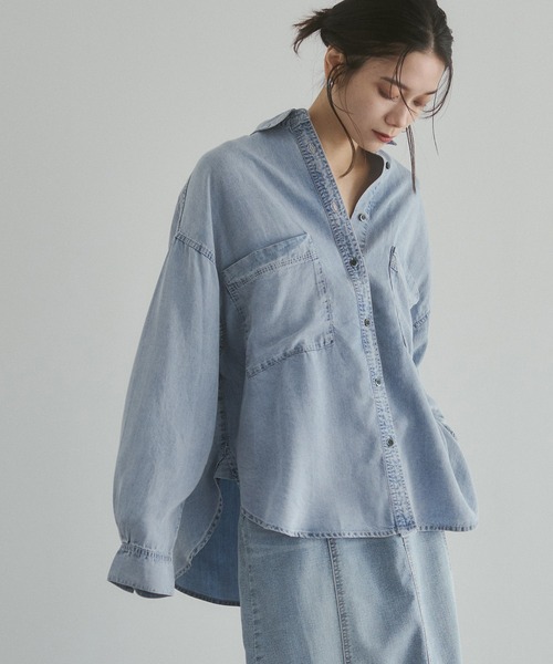 PLUS OTO.HA テンセルデニムシャツ新品 hunch（ハンチ） ブラウス シャツ 「接触冷感」テンセルデニム 製品